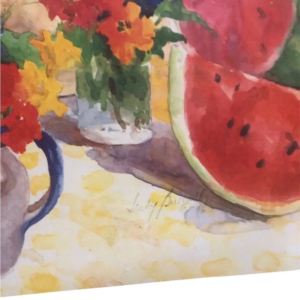 Four Vintage keller charles rectangular Placemats Watermelon Design; Flaw In One